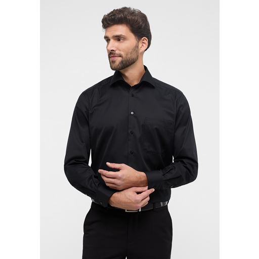 Eterna Langærmet Comfort Fit Skjorte, Sort, 46