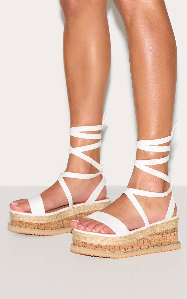 Blanc Sandales Compensées Espadrilles Niella