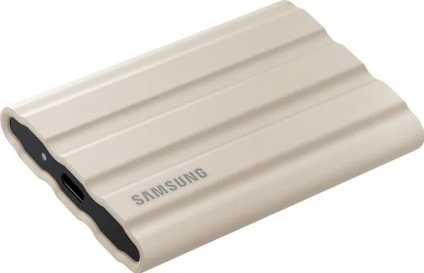 Samsung T7 Shield MU-PE2T0K - SSD - krypteret - 2 TB - ekstern (bærbar) - USB 3.2 Gen 2 (USB-C stikforbindelse) - 256-bit AES - beige
