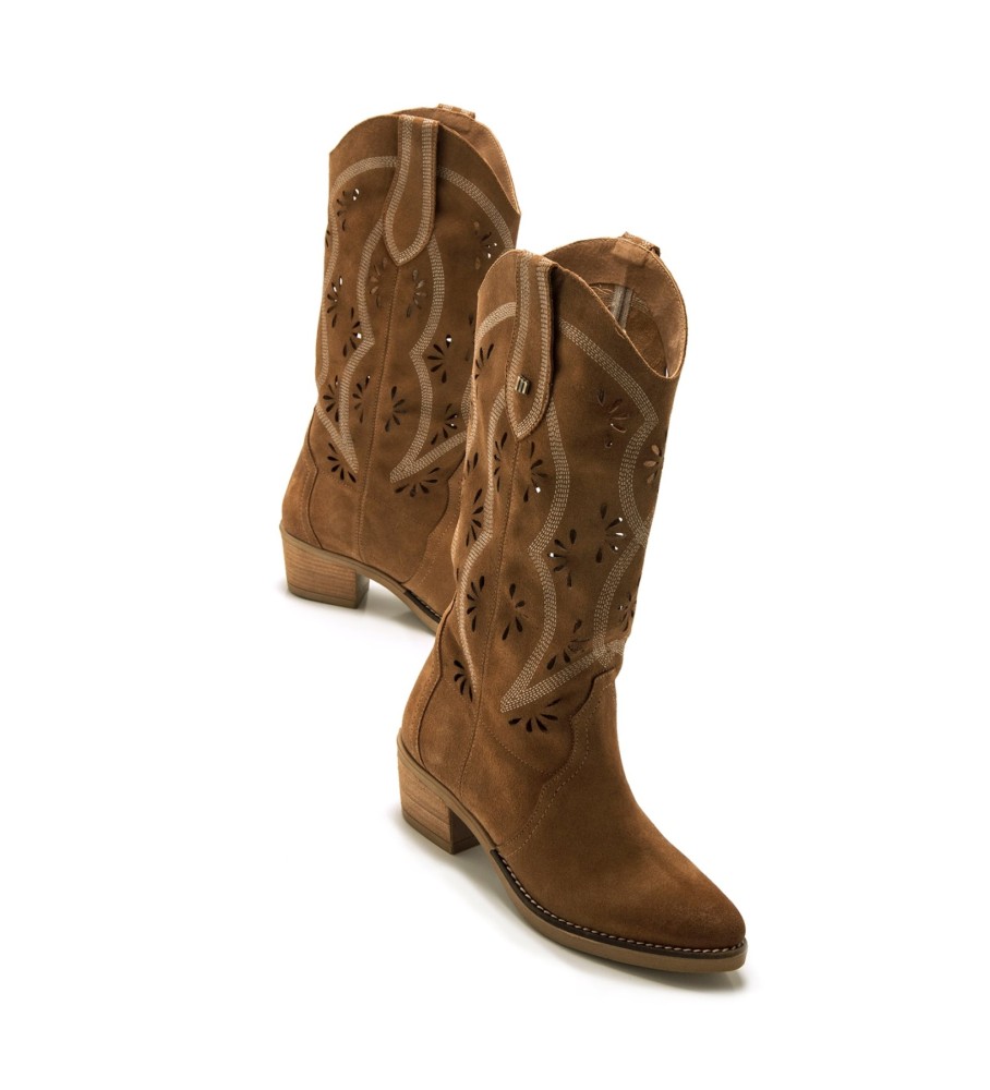 Botas Mustang Teo em couro marrom - Salto de 5 cm -