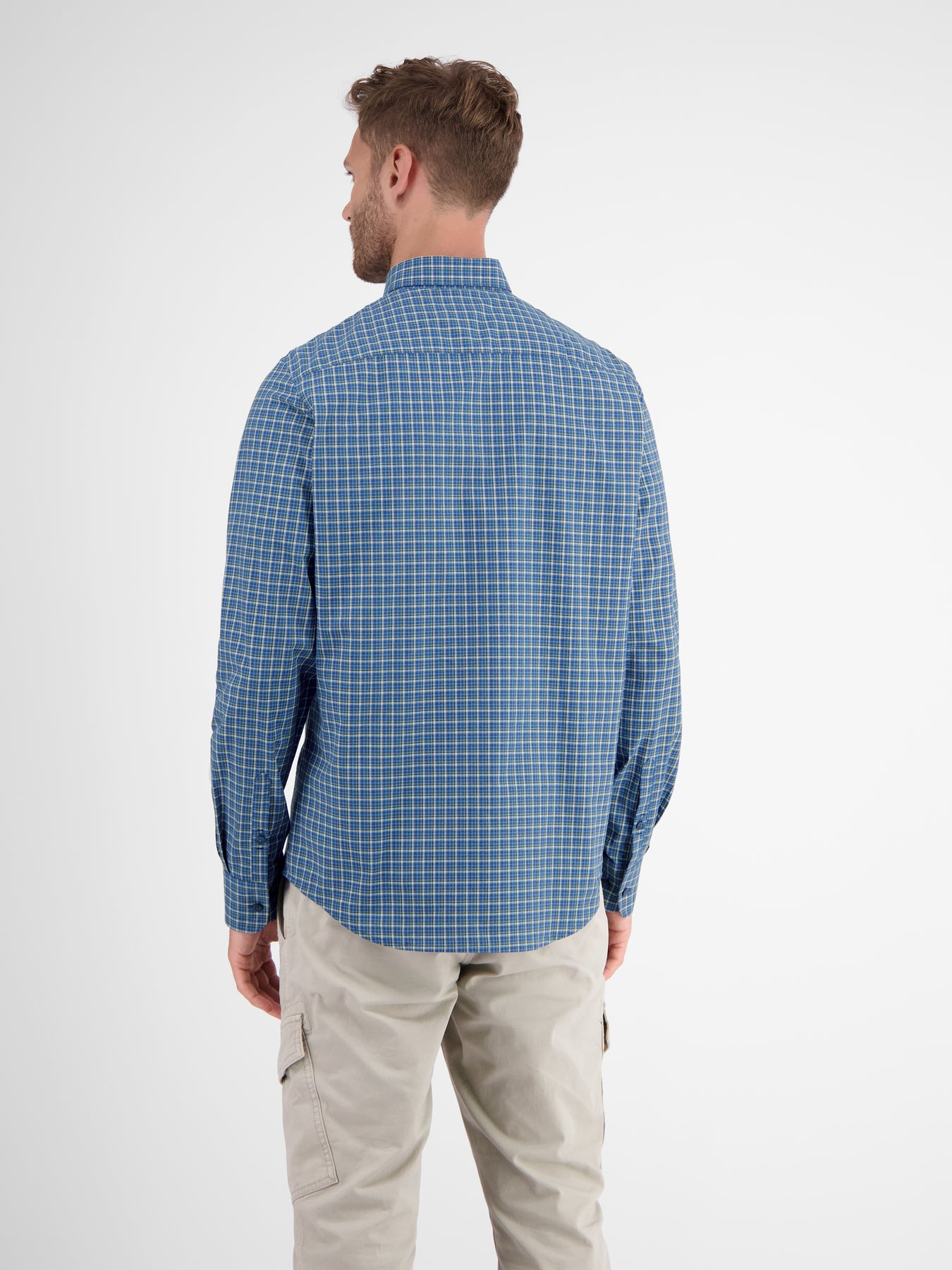 Langarmhemd, kariert, klassischer Button-down-Kragen