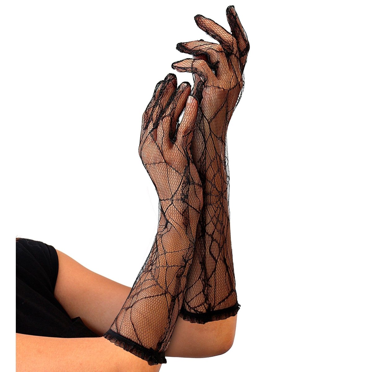 Halloween Handschoenen Zwart Spinnenweb