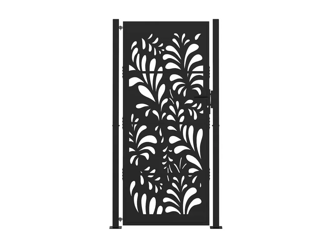 Portail de jardin noir 105x205 cm acier conception de vagues