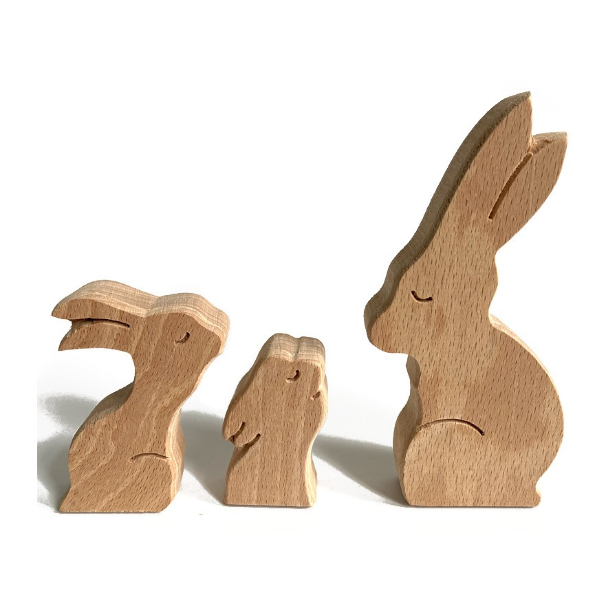 (3er Set) Holz Oster Deko DIY Home Accessoire Osterhasen Aufsteller - Braun