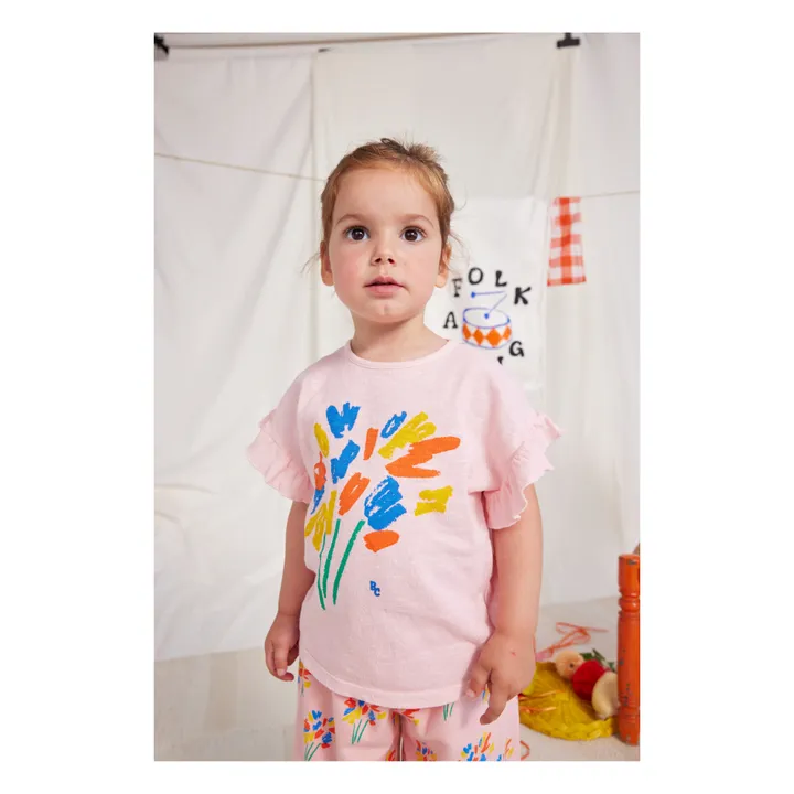 Bobo Choses T-Shirt Volants Coton Bio Feux d'Artifice | Rose