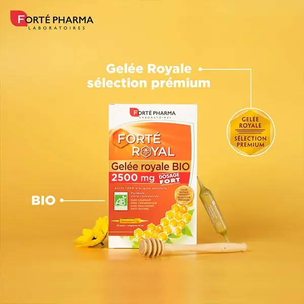 Forté Pharma Forté Royal Gelée Royale Bio 2 500 mg et Miel Immunité 20 ampoules