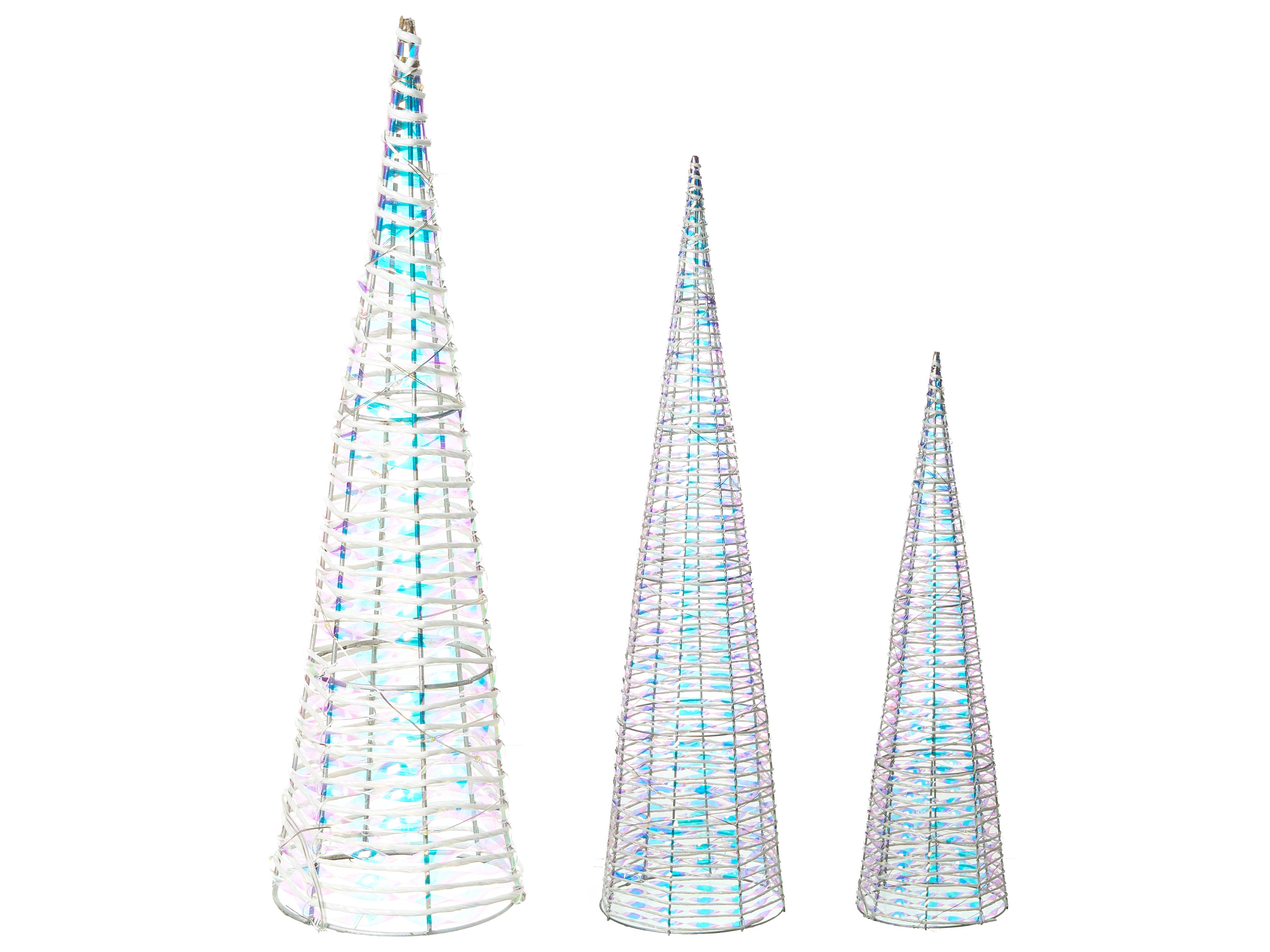 Set van 3 kerstdecoraties LED SONDER Kerstboom 40/60/80 cm Wit