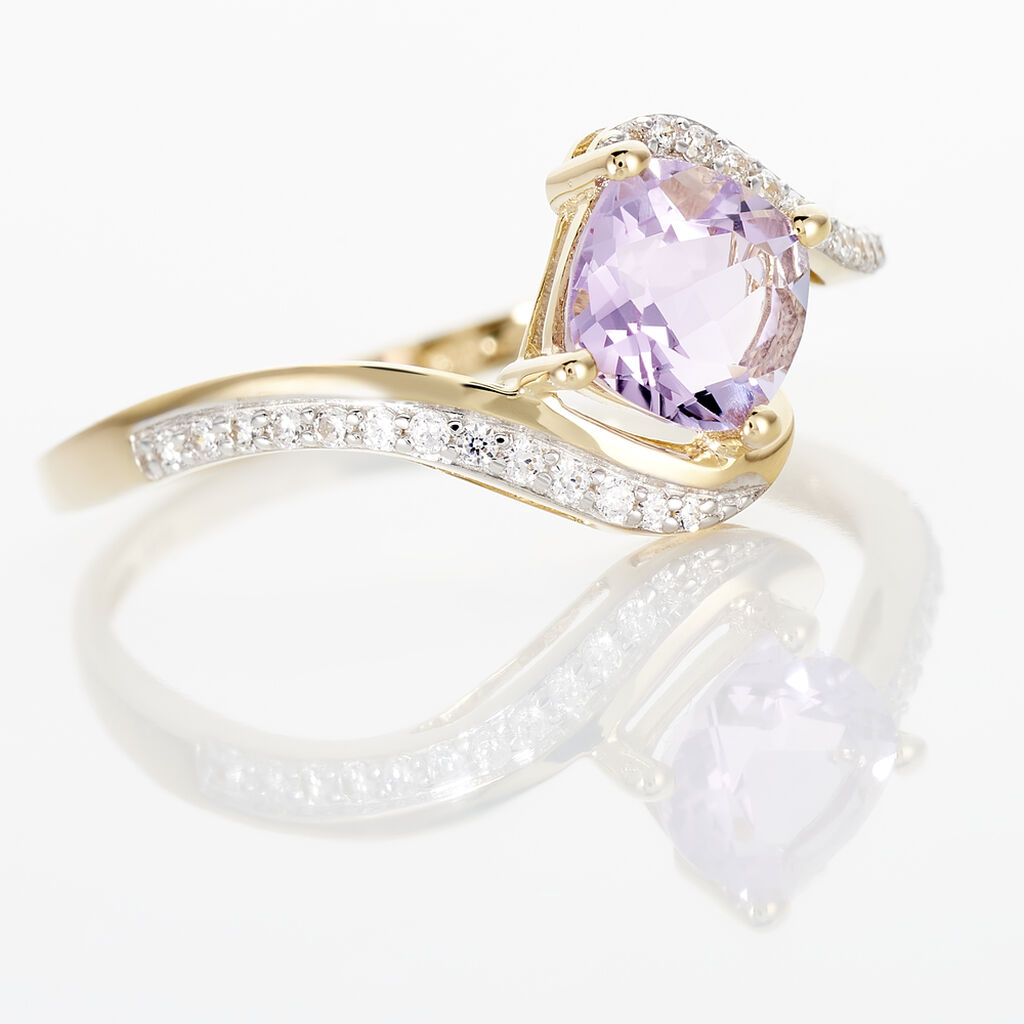 Bague Maria-serena Or Jaune Amethyste Et Oxyde De Zirconium