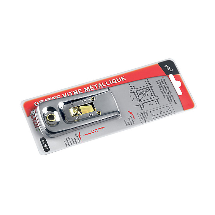 Gratte-vitre en métal Ocaï retractable rectangulaire 4 cm