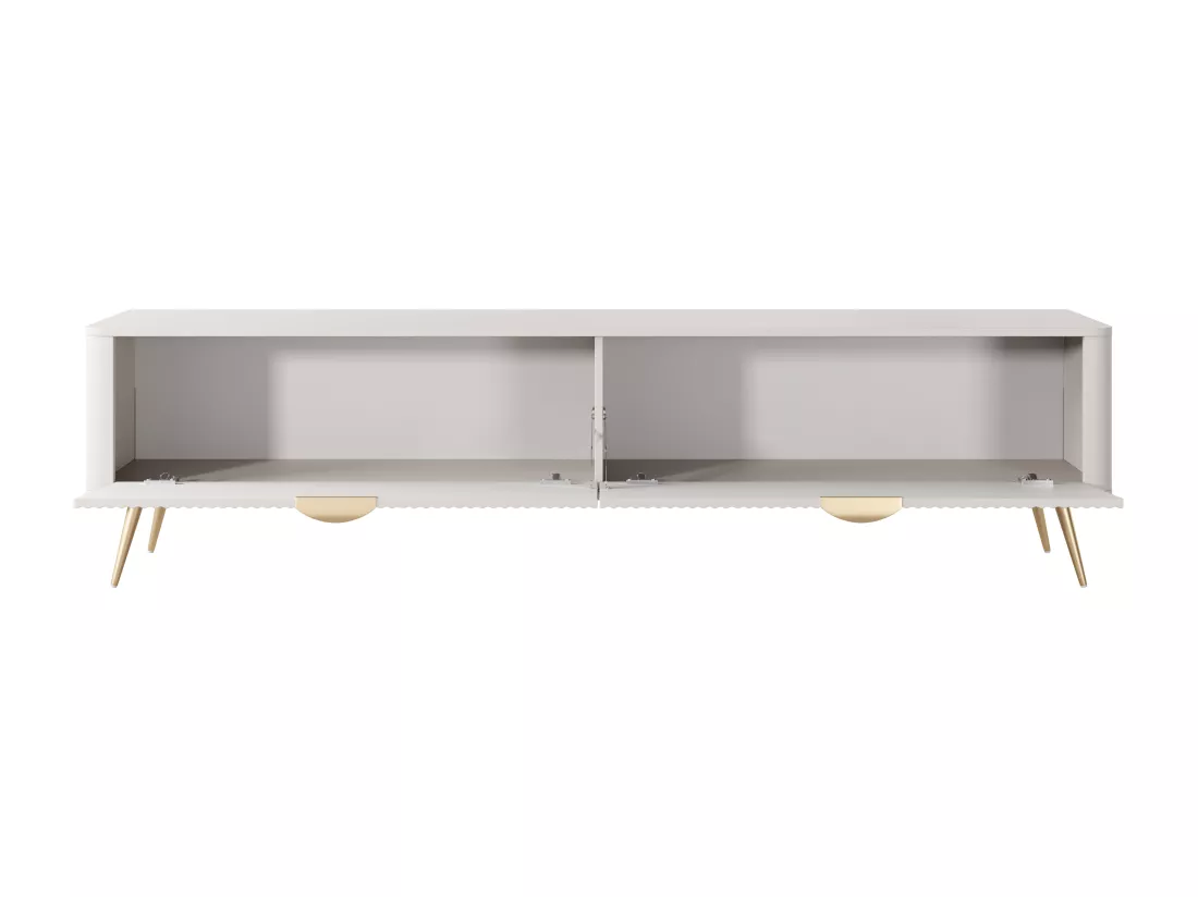 Meuble TV avec 2 portes en MDF - Beige et doré - ELONARIA de Pascal Morabito