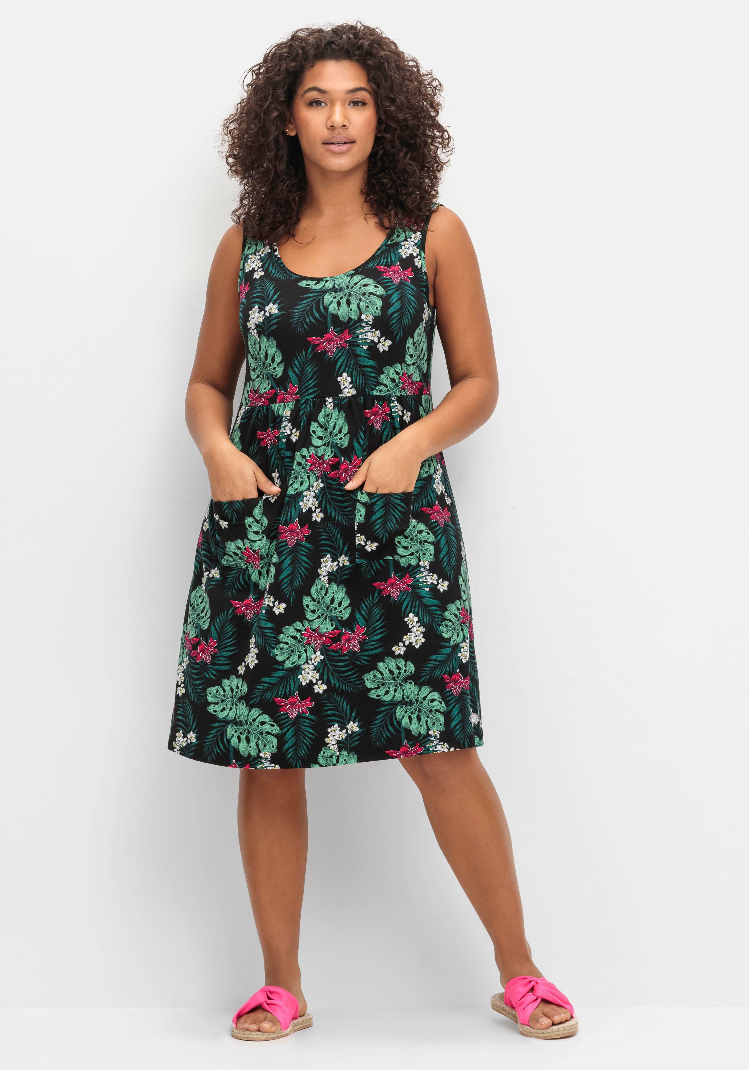 Ärmelloses Jerseykleid mit Fronttaschen