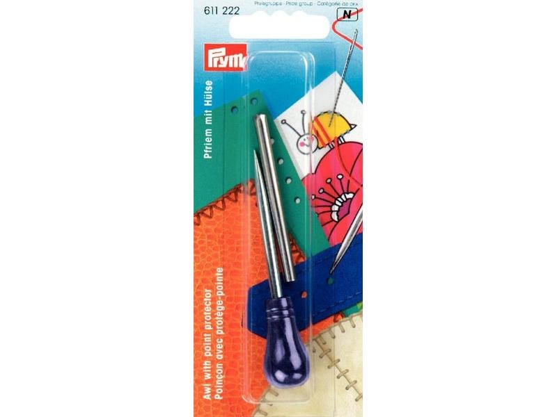 Prym Pfriem 80 mm, mit Kunststoffgriff und Hülse Pfriem zum Ausstanzen von Löchern
