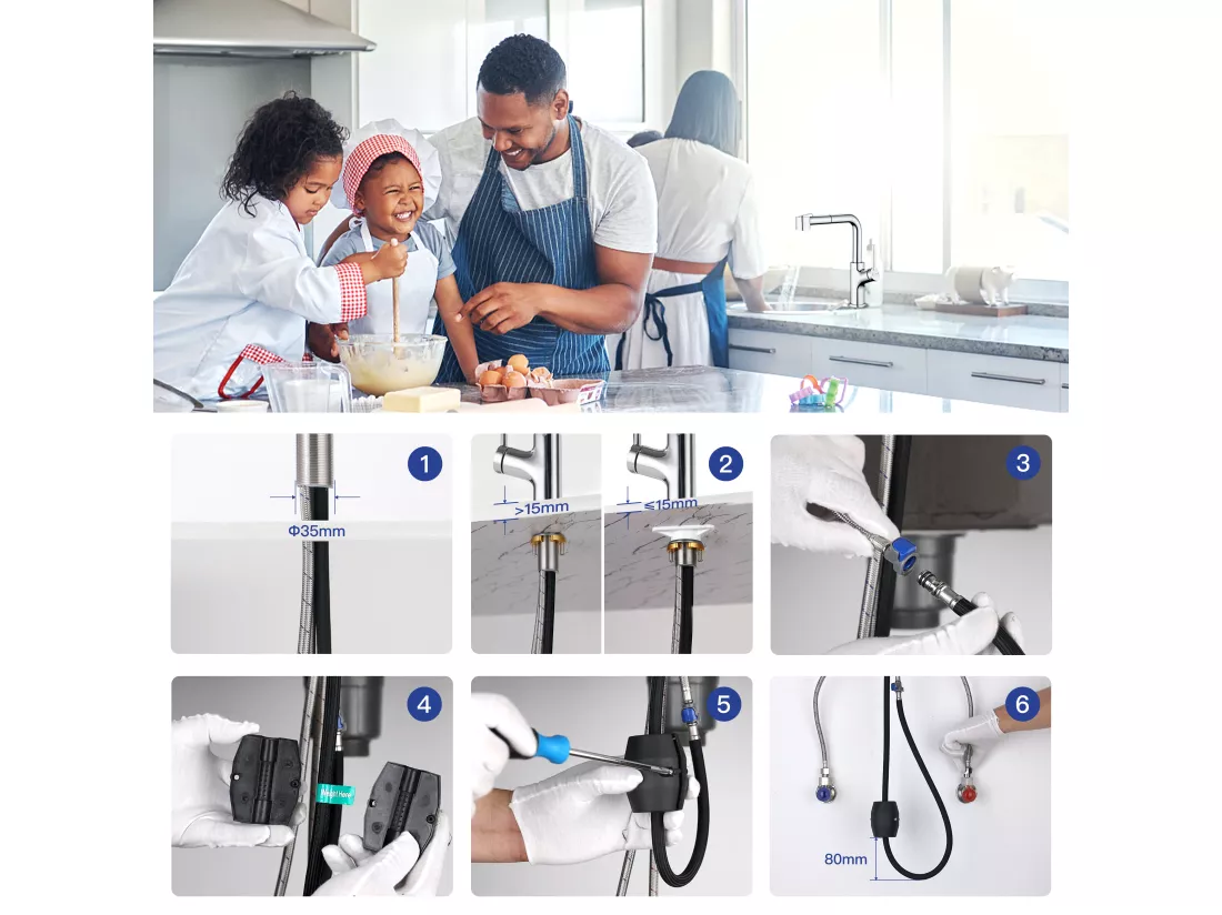 Mitigeur de Cuisine Douchette, Lonheo Max Robinetterie Cuisine Extractible, Mitigeur Evier Cuisine Rotatif à 360°, 2 Modes de Pulvérisation,EU Modèle