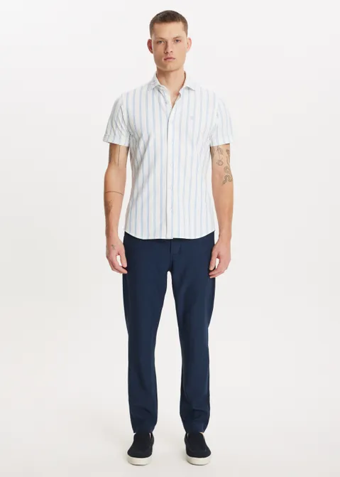 Pantalon met gemêleerde look blauw (BLW.DME)