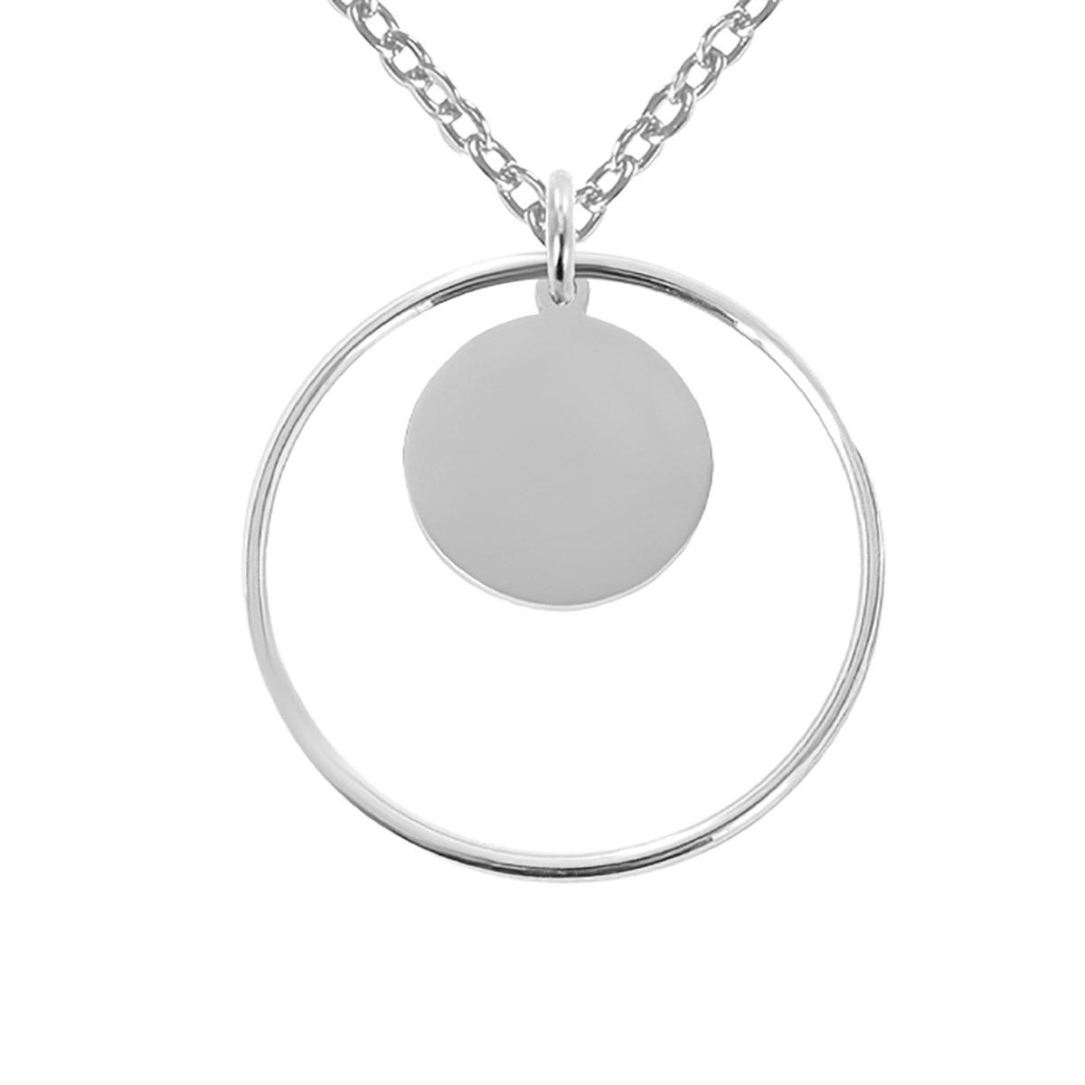 Collier Brillaxis simple ellipse argenté