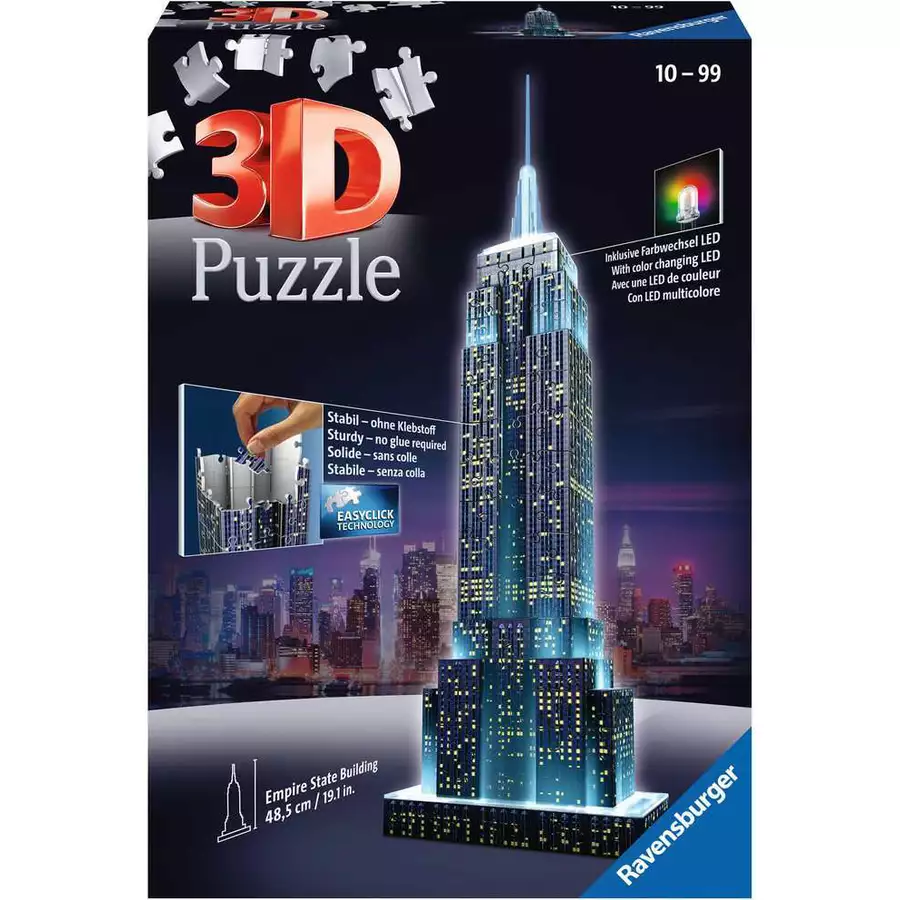 Ravensburger Empire State Building bei Nacht bunt