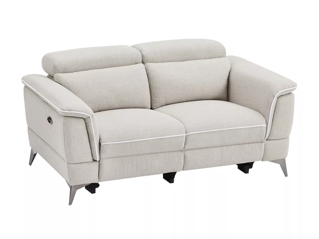 Canapé 2 places relax électrique en tissu beige MACARI