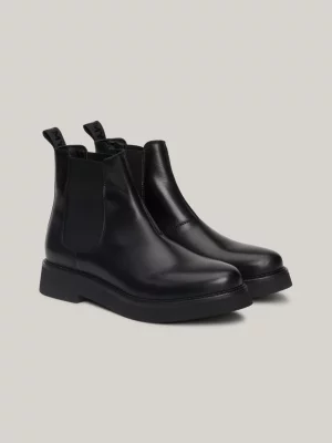 Botas Chelsea de couro com fita de logotipo repetida