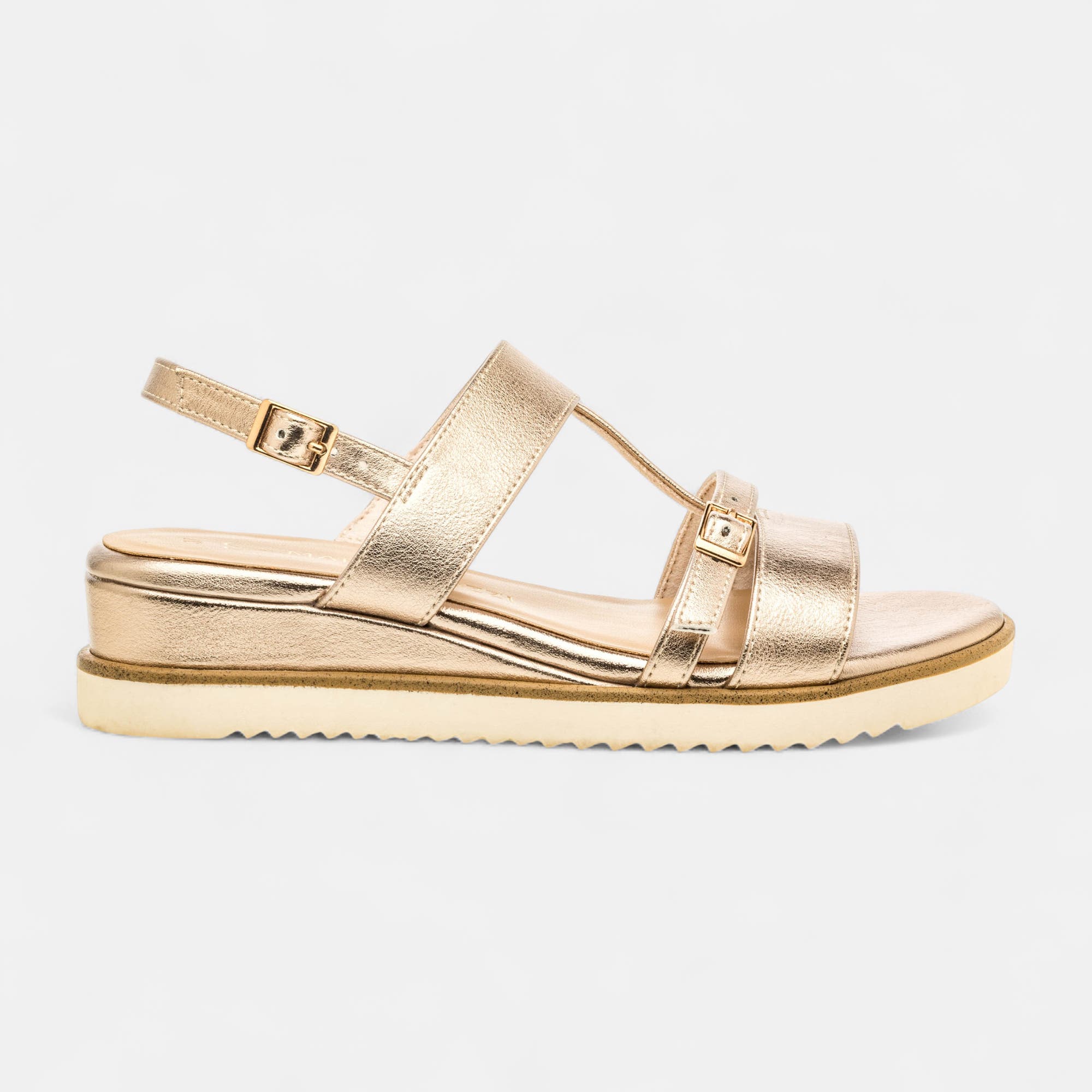 Sandales à talon compensé Femme or