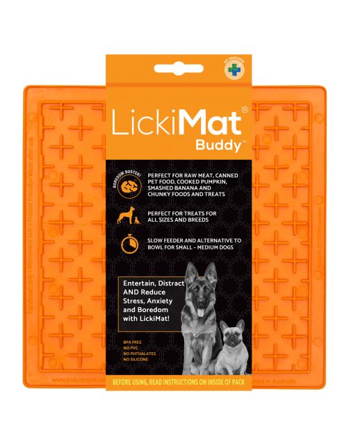 Lickimat Buddy Treat - Slowfeeder Voermat Oranje - Hondenvoerbak
