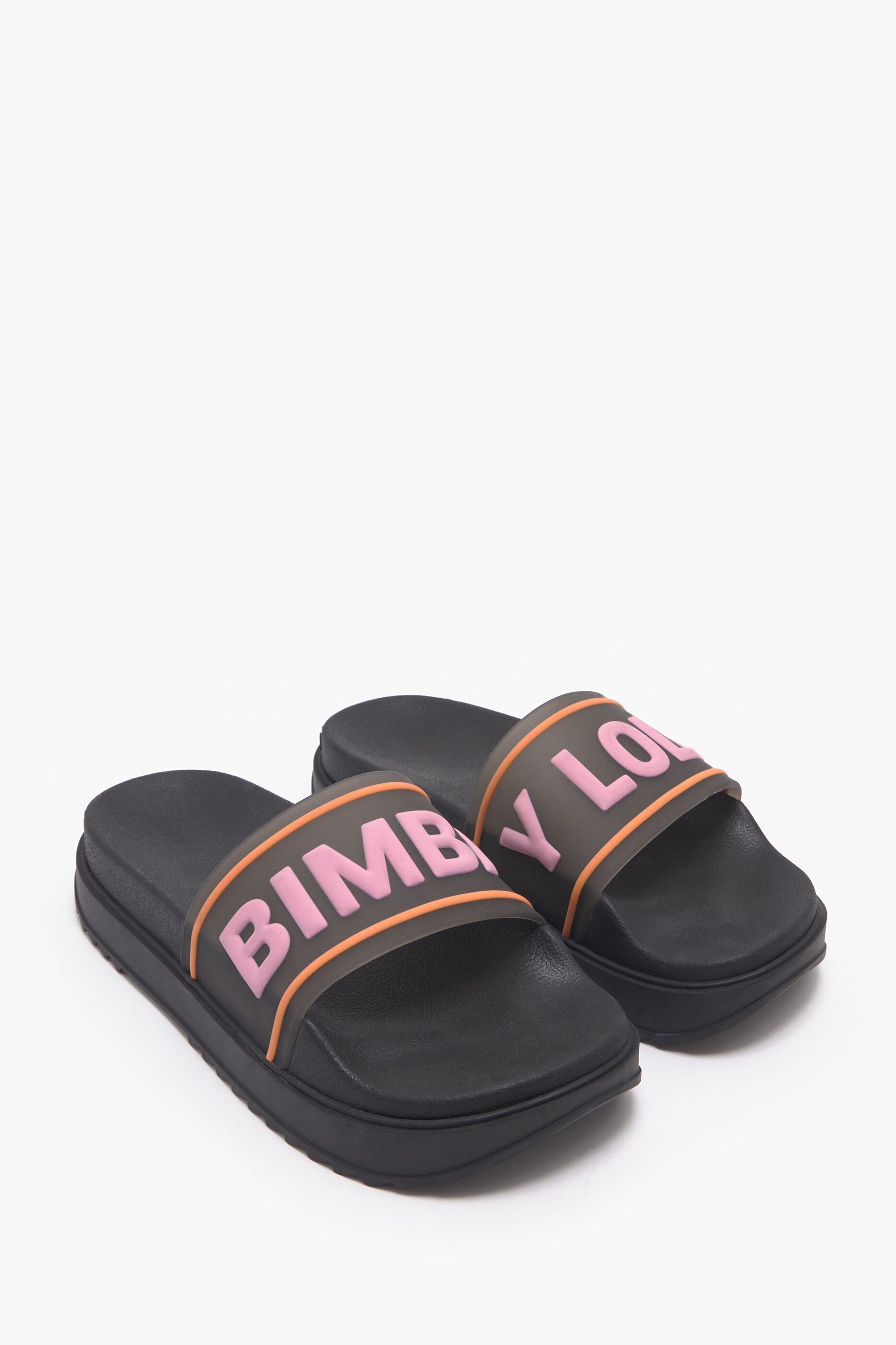 Chinelo plataforma com logo preto