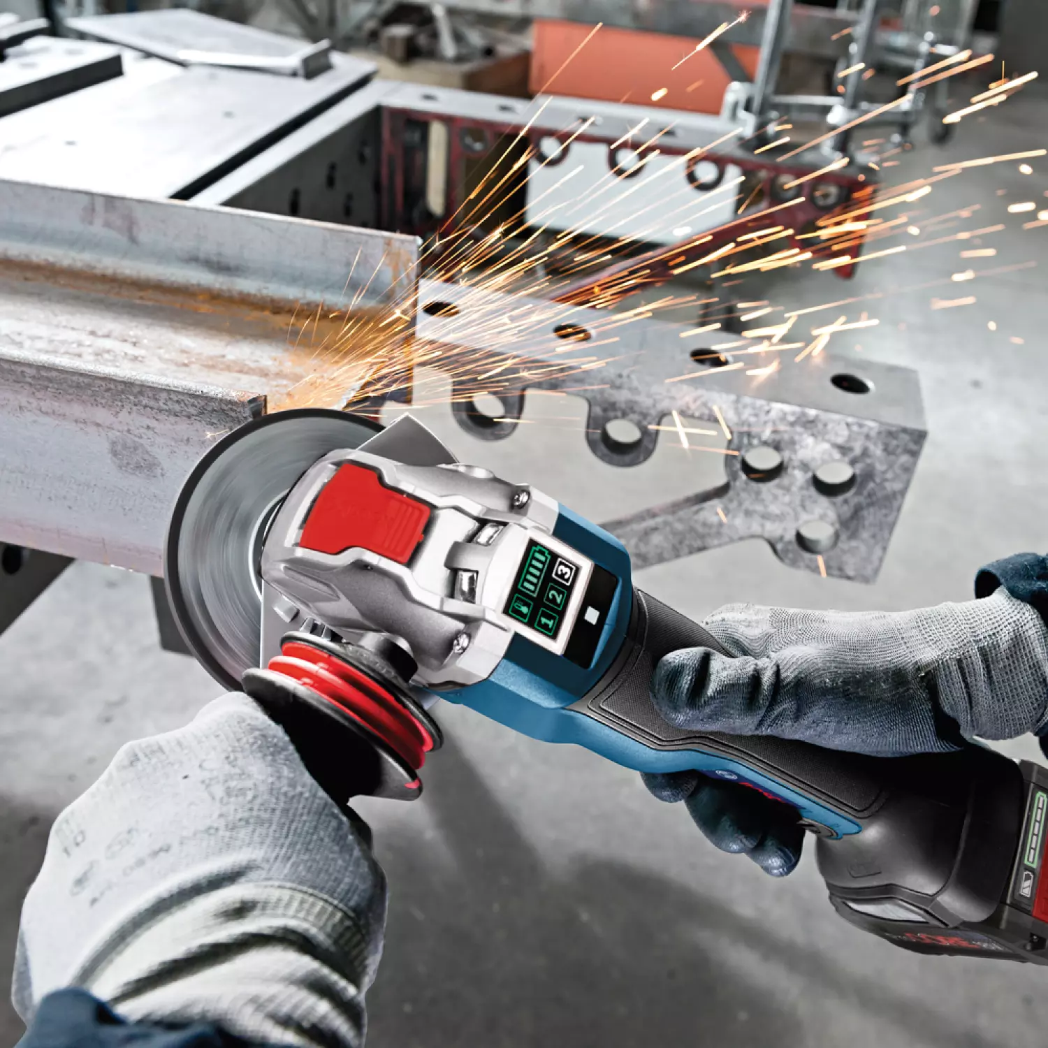 Bosch GWX 18 V-10 PSC 18V Li-Ion accu X-LOCK Haakse slijper body in L-Boxx - 125mm - variabel - koolborstelloos - Simply Connected