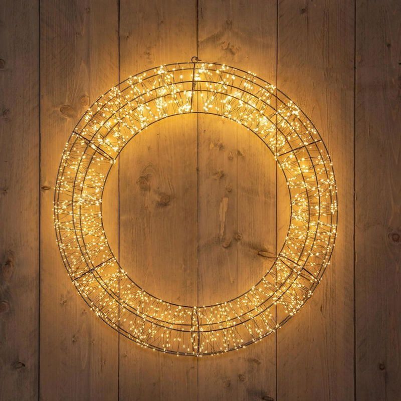 Anna's Collection - Kerstkrans - Zwart - 2400 Lampjes - Diameter 72 cm - Hoogte 14 cm
