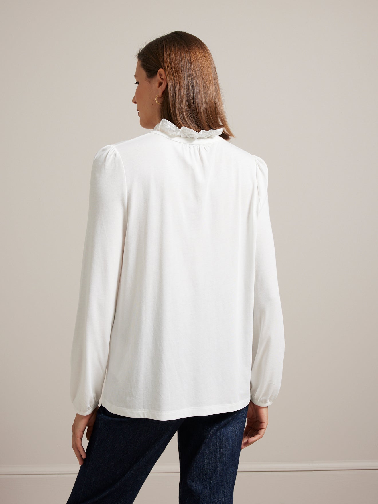 T-shirt col volanté femme - modal et coton biologique