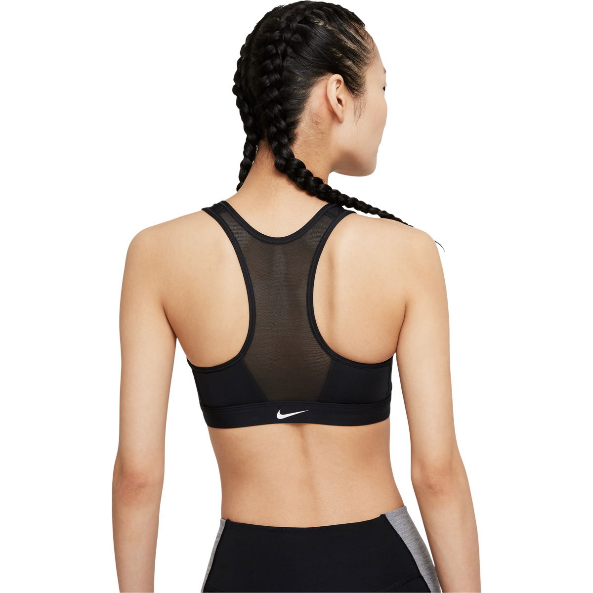 Nike Dri-FIT Swoosh Zip-Front Medium Support Sports BH Dame