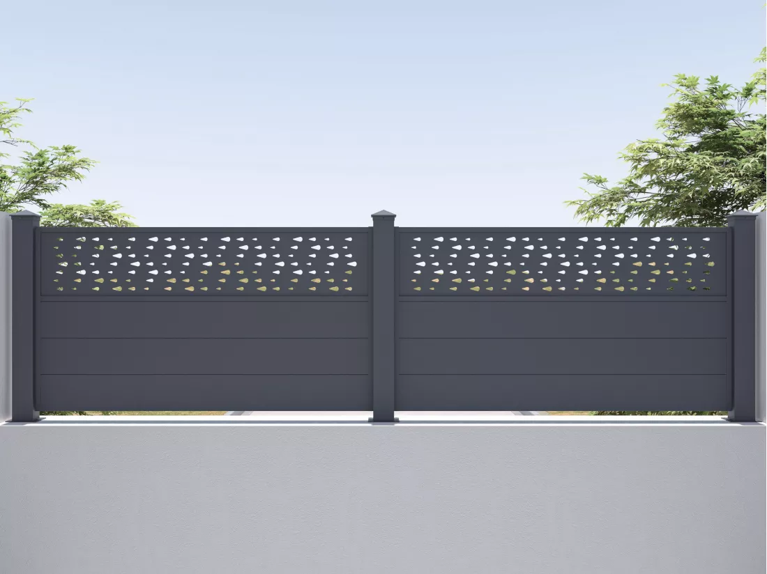 Extension de clôture à poser H89 x L178.3 cm en aluminium anthracite à motifs - BAZIO