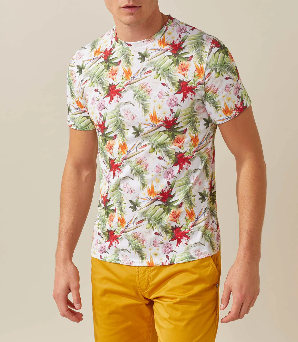 T-shirt col rond imprime blanc 