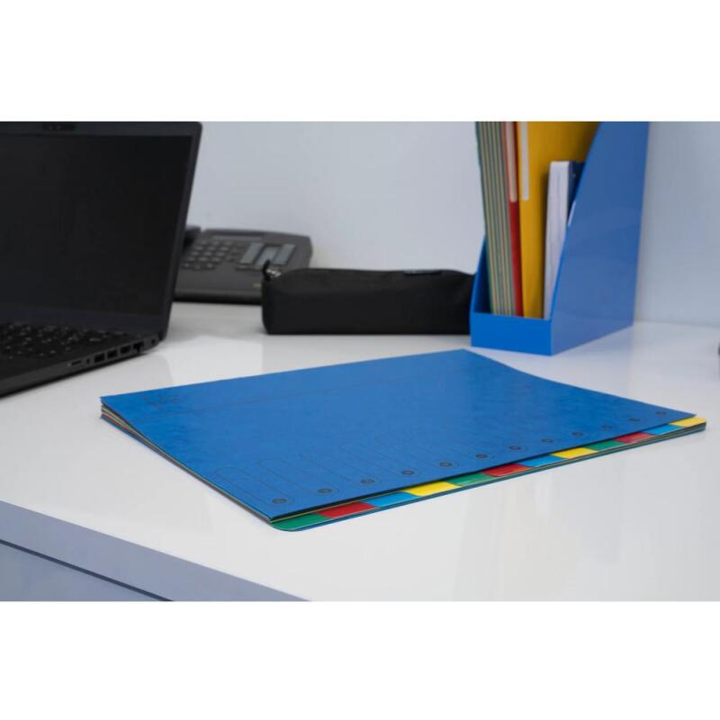 Trieur extensible Harmonika sans élastique fenêtres imprimées 12 compartiments - A4 - Bleu