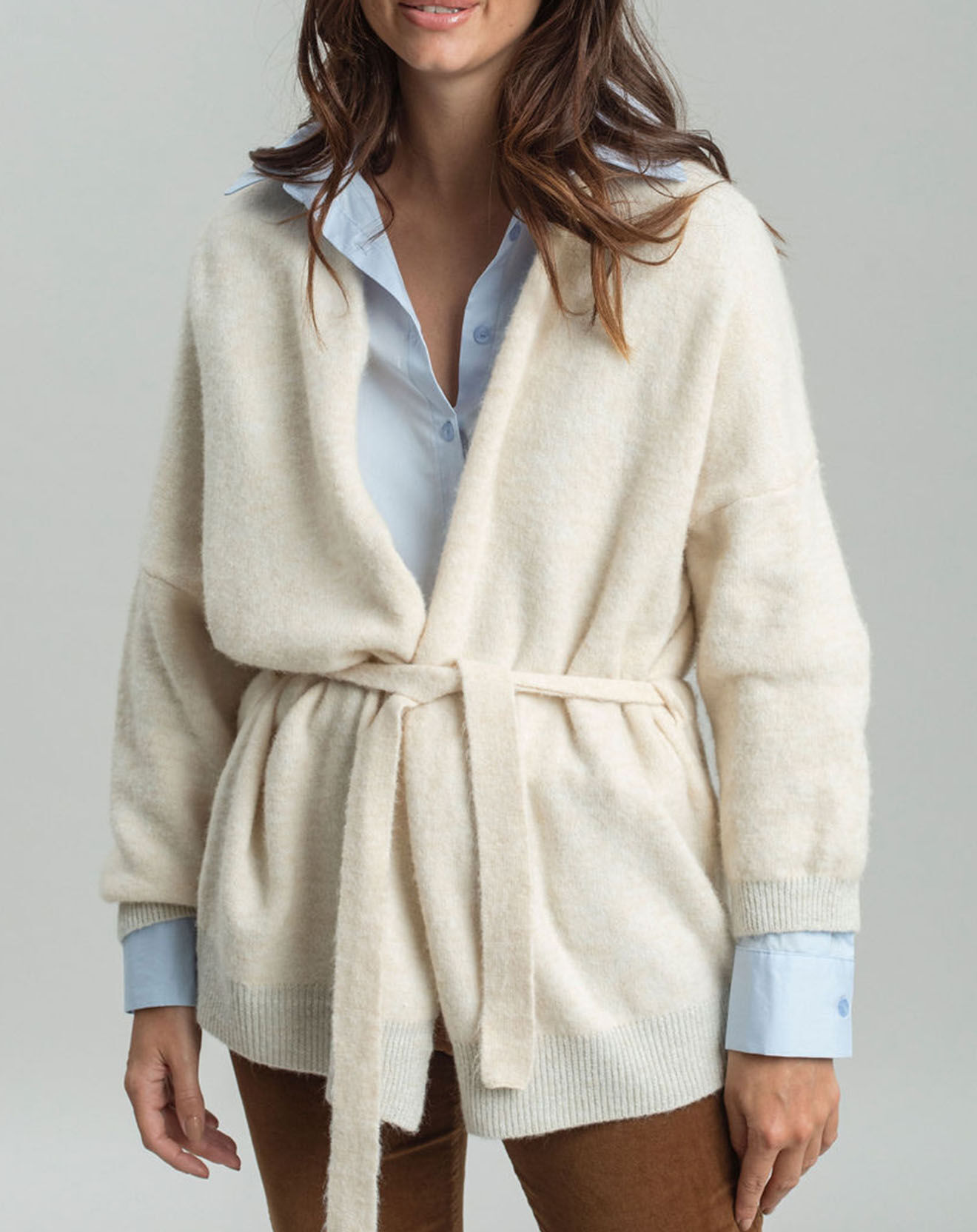 Lauren Vidal Gilet ceinturé Ciara crème