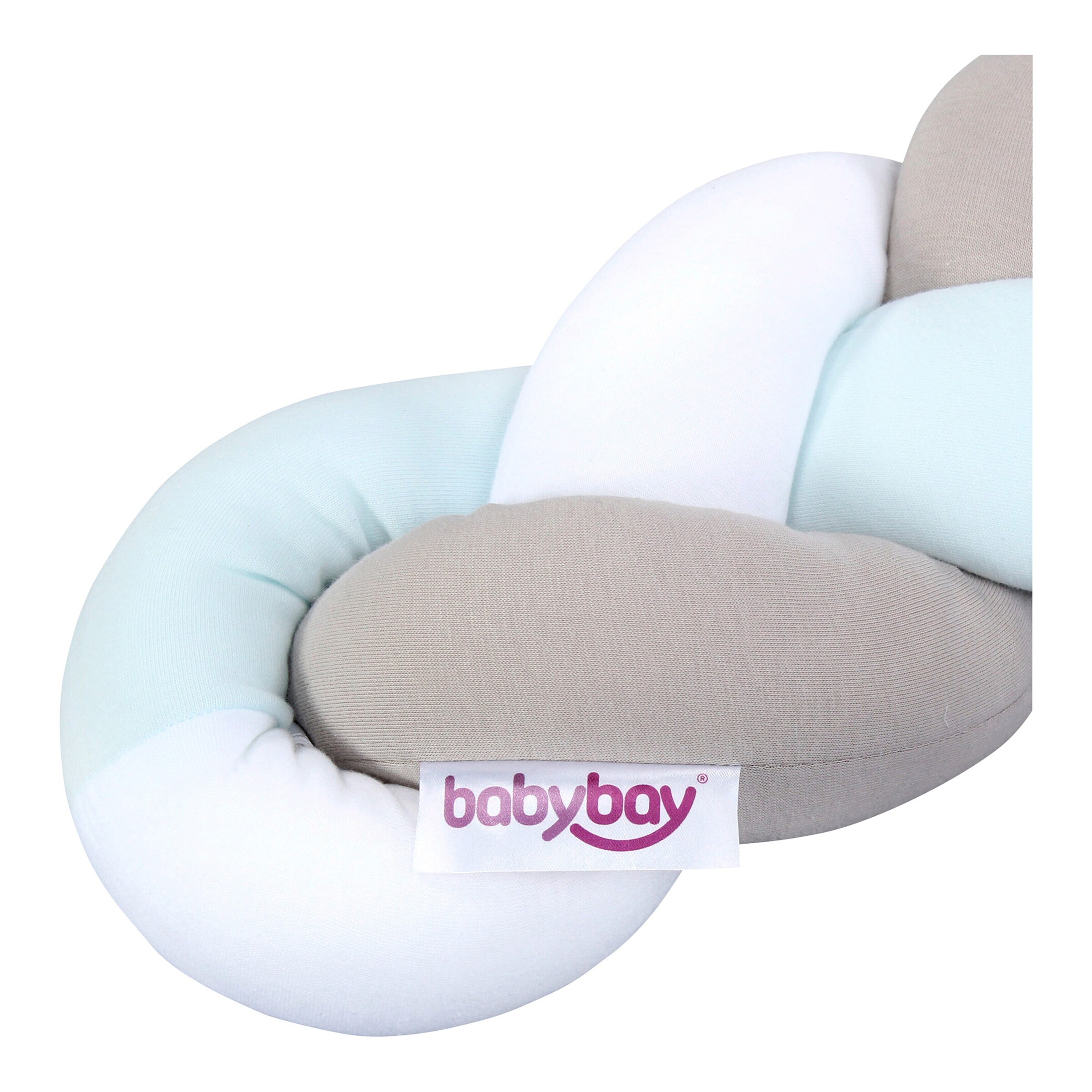 babybay® Nestchenschlange Jersey geflochten 180 cm weiß / beige / aqua