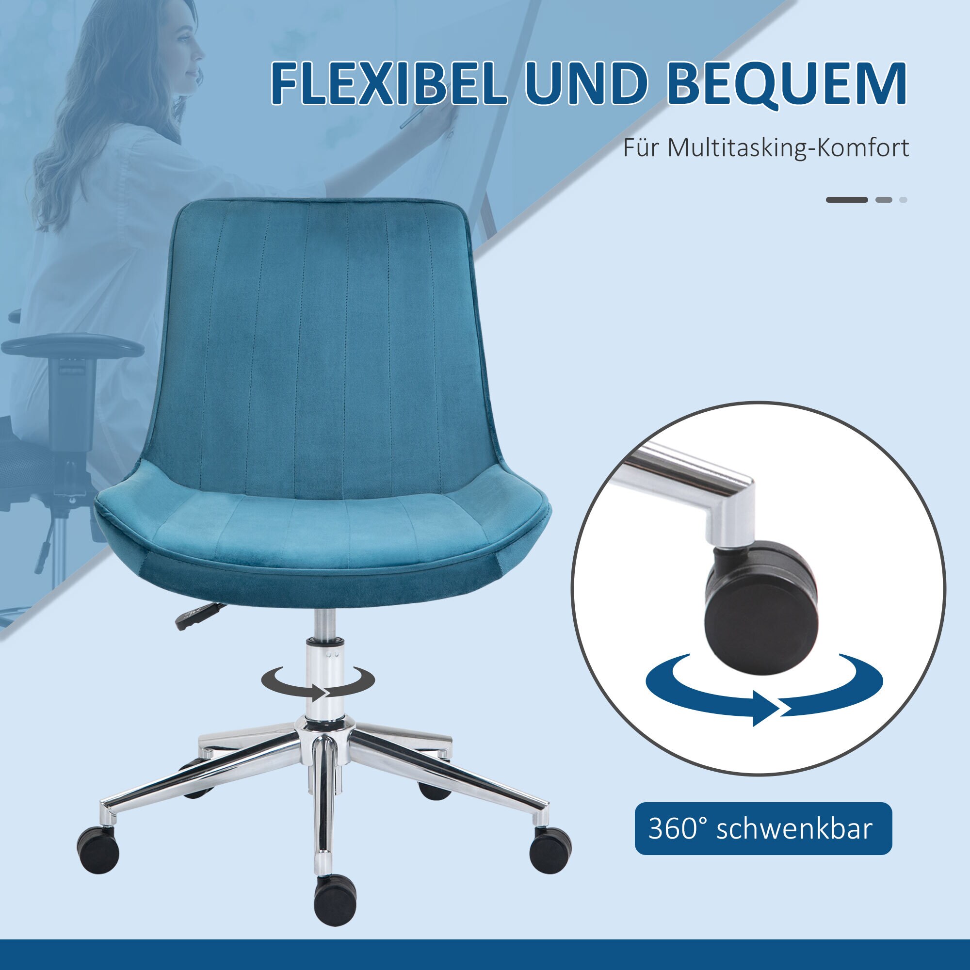 HOMCOM Drehstuhl im Retro-Stil 52,5 x 60 x 82-91 cm (BxTxH)
