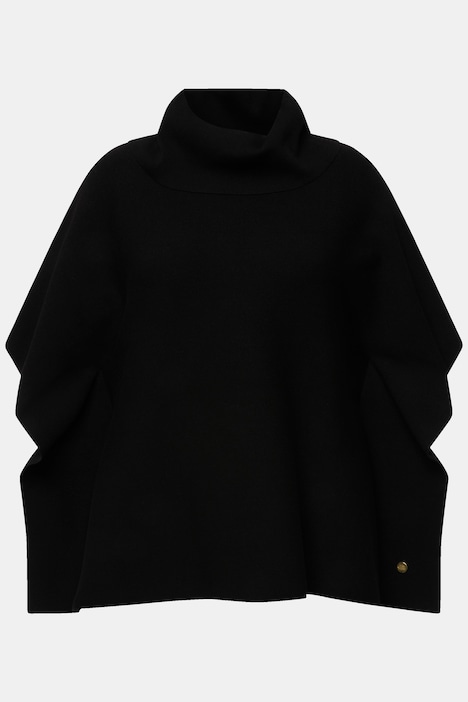 Poncho-Pullover, Oversized, Rollkragen, ärmellos