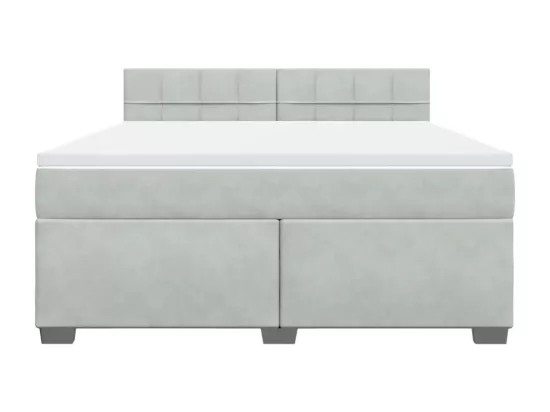 Sommier à lattes de lit et matelas Gris clair 180x200cm Velours