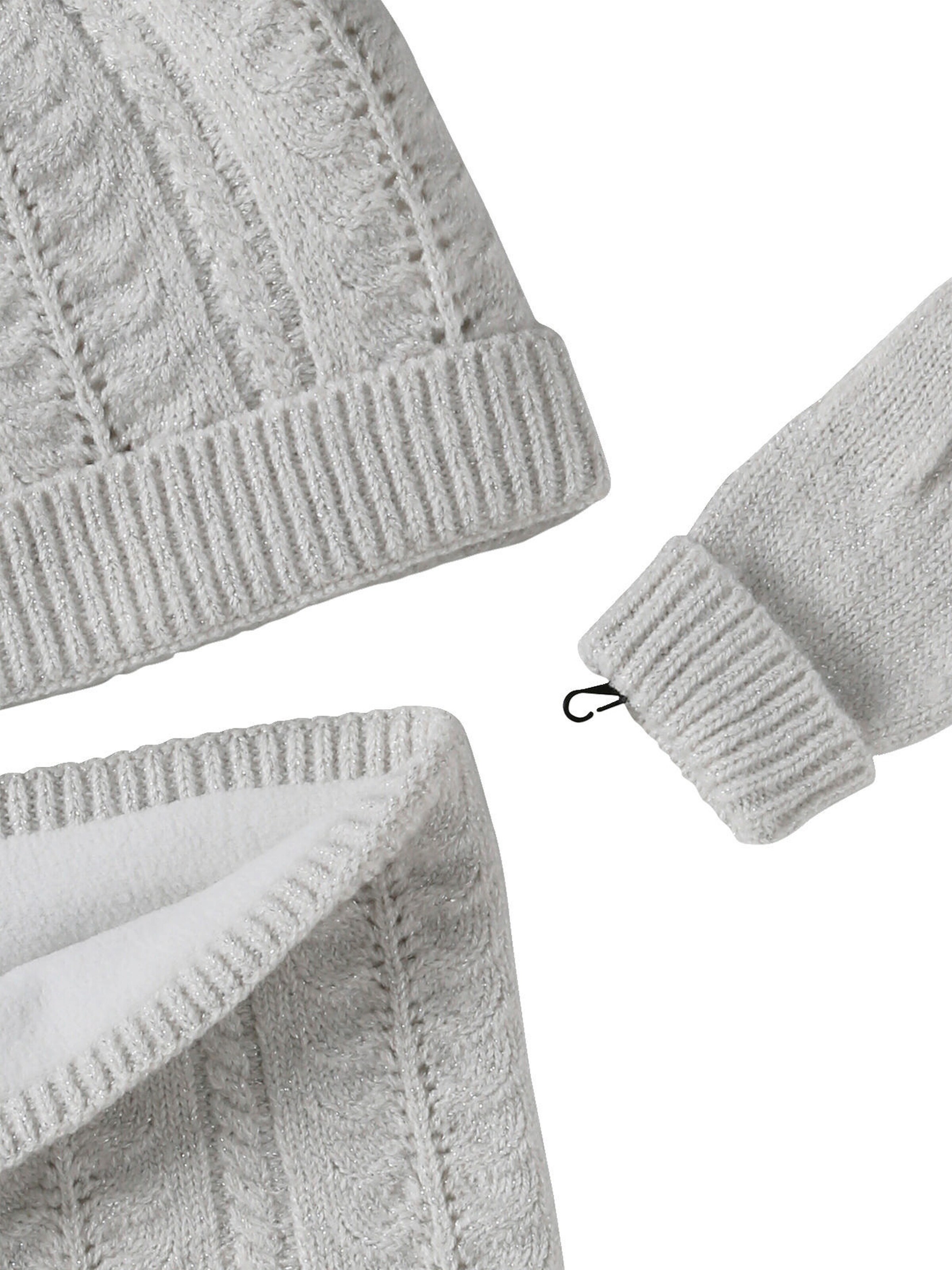Vertbaudet Mädchen-Set: Mütze, Rundschal & Handschuhe wollweiß glanzeffekt