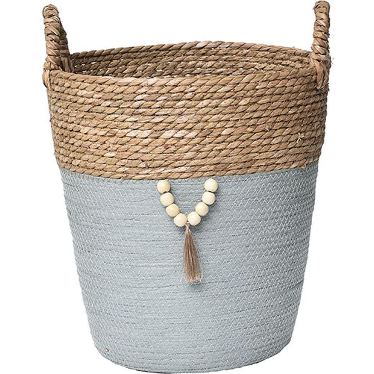 MOYENNE PANIERE RONDE DECO NATUREL VERT KAKI