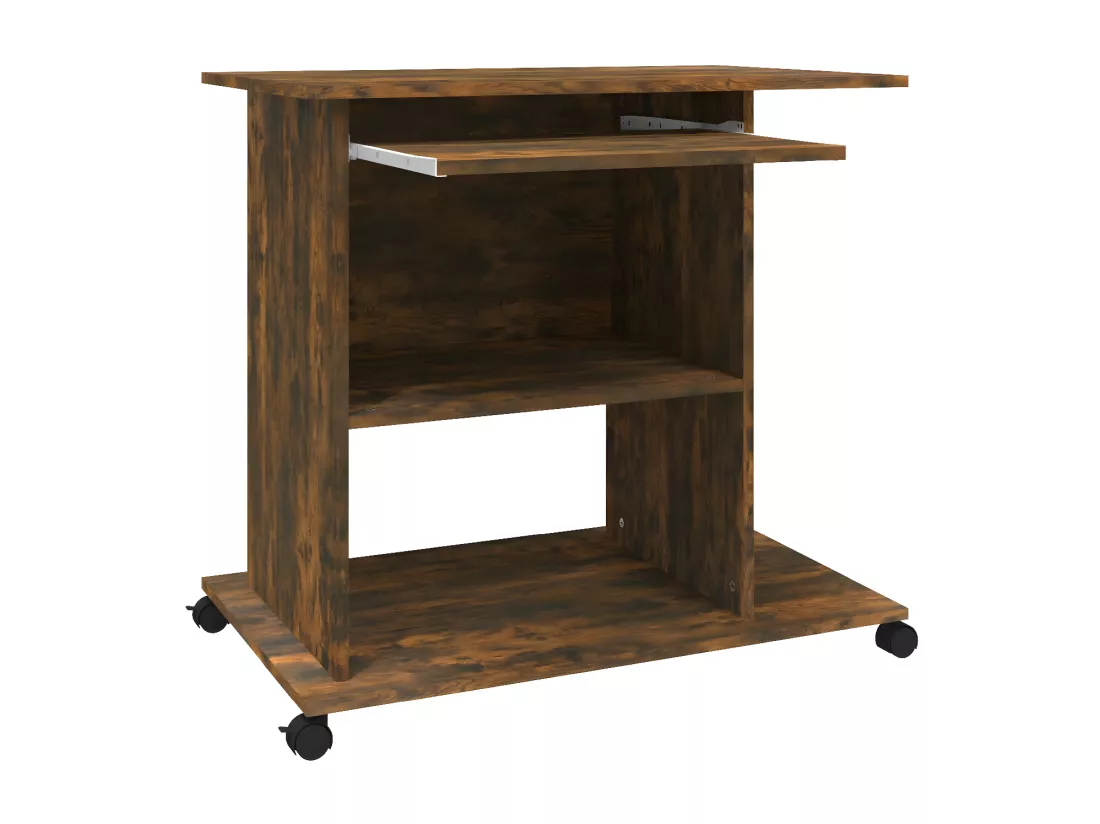 Bureau d'ordinateur Chêne fumé 80x50x75 cm Bois d'ingénierie