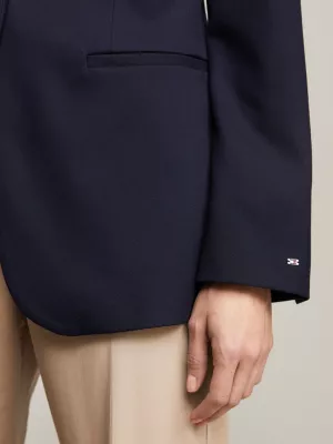 Blazer regular de abotoamento simples com bordado de monograma TH
