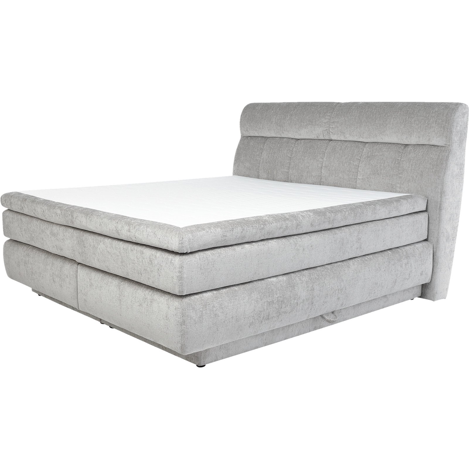 Boxspringbett Queen Stoff Chenille 180 x 200 cm, mit Bettkasten hellgrau