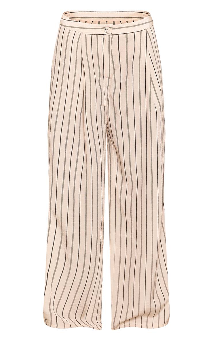 Crème Ensemble Coordonné Pantalon Large À Rayures