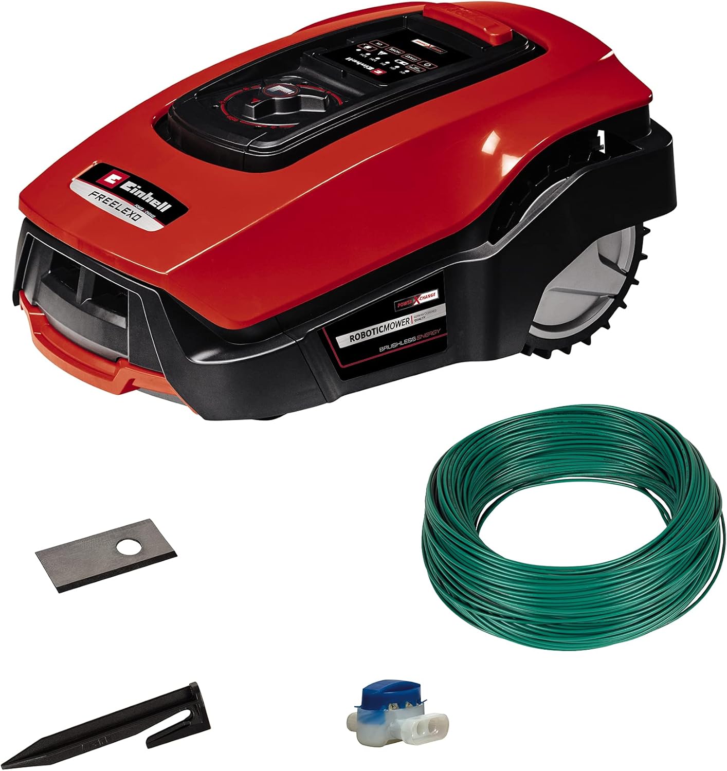 Einhell Rasenmähroboter FREELEXO 450 BT Solo Power X-Change (Li-Ion, 18 V, 450 m², Multizonenmäher, Bluetooth App, mit Installationszubehör, ohne Akku)