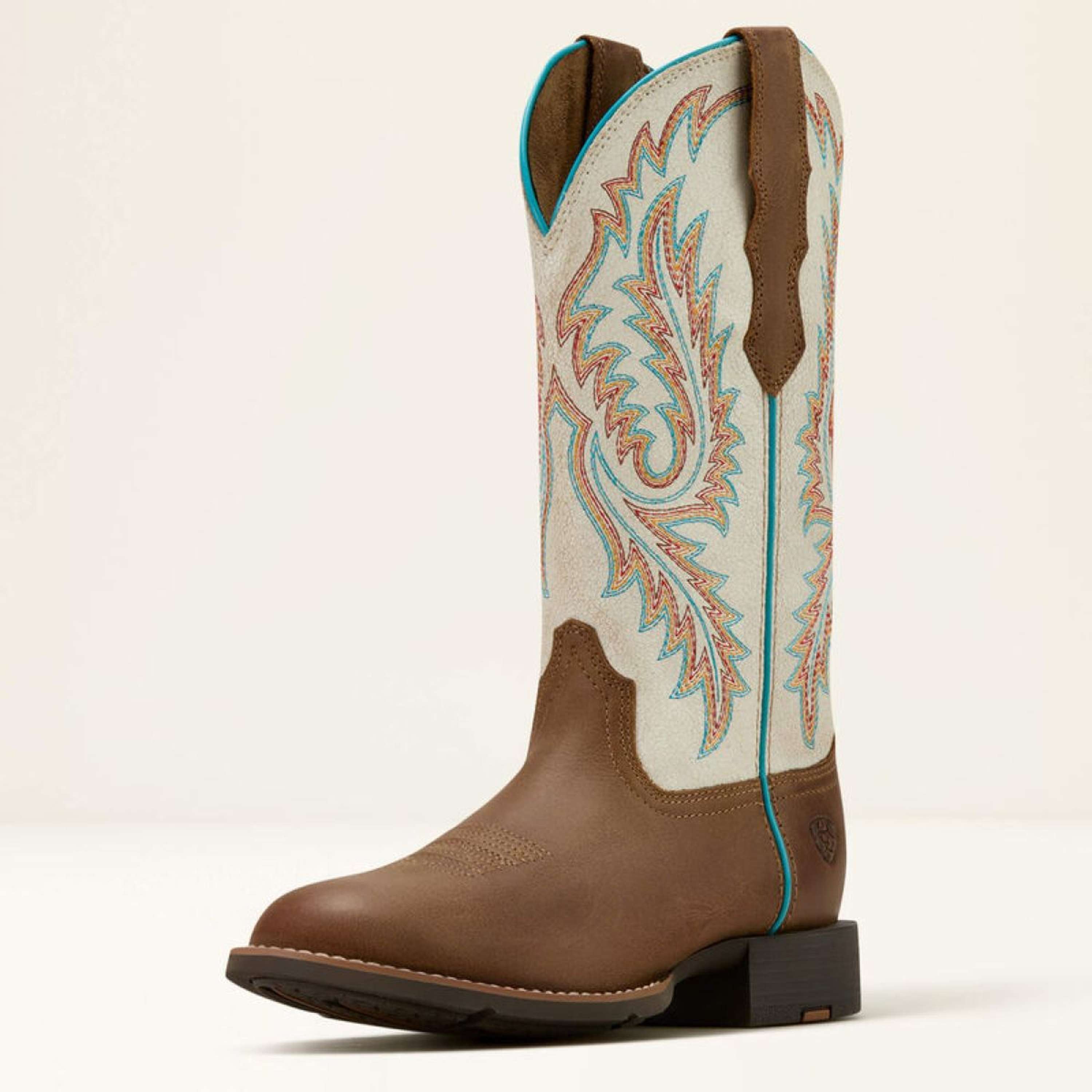 Ariat Westernlaarzen Round Up W Toe Dames Sandstorm/Distressed Ivory