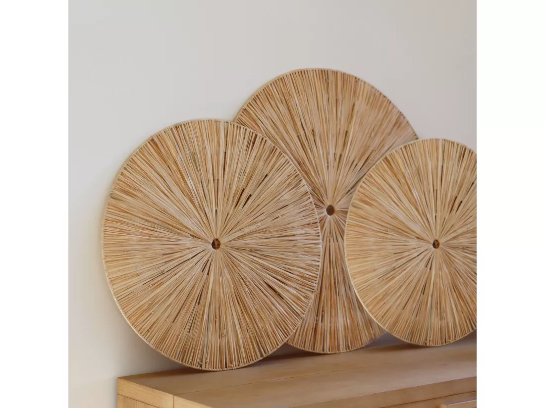 Now's Home - Set De 3 Decorations Murales En Raphia Naturel D60/50/40cm Miri