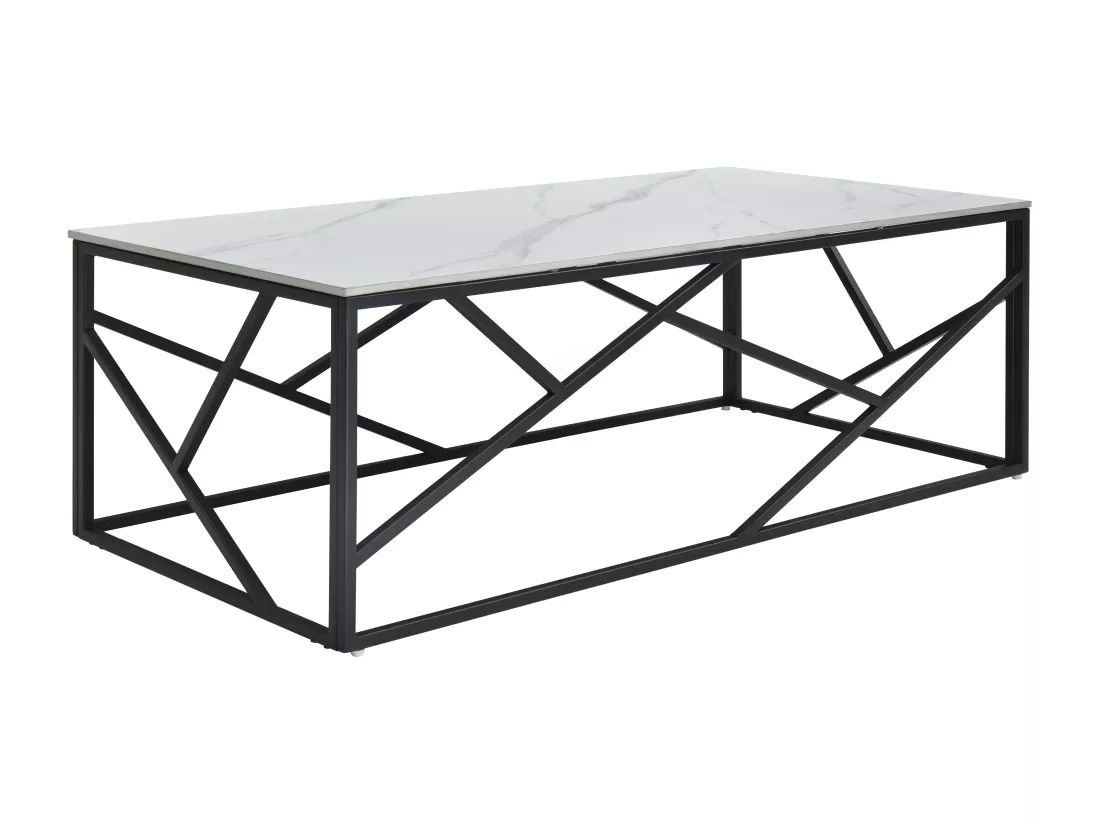 Table basse en céramique et métal - Effet marbre blanc et Noir - MELRONE de Pascal Morabito