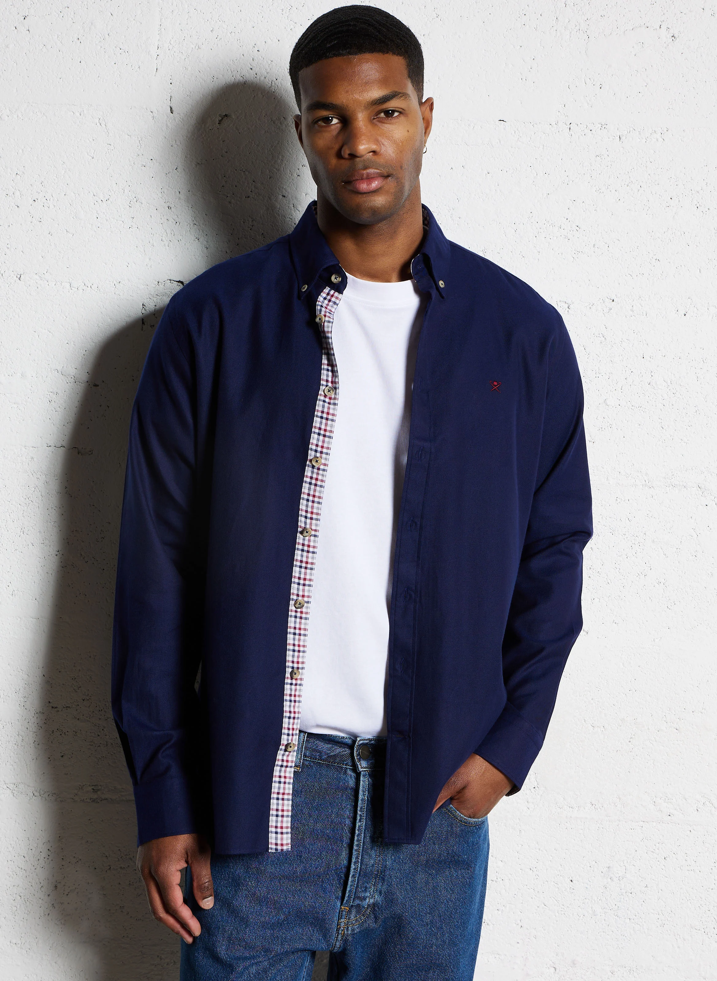 Chemise droite en coton | Bleu