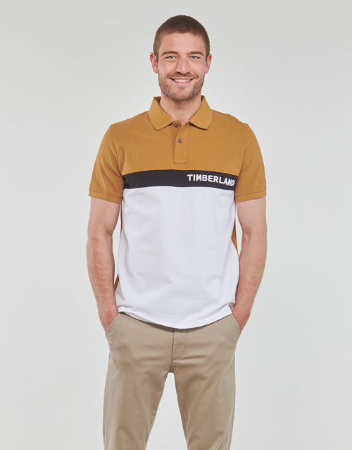 Timberland - SS MILLERS RIVER COLOURBLOCK POLO REG - Camel / Blanc