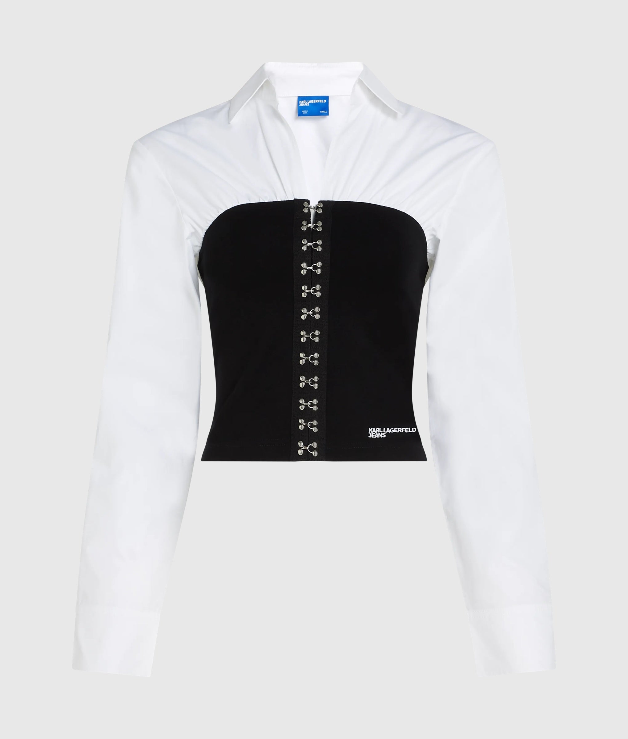 Popeline shirt met korsetdetail
